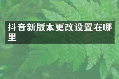 抖音新版本更改设置在哪里