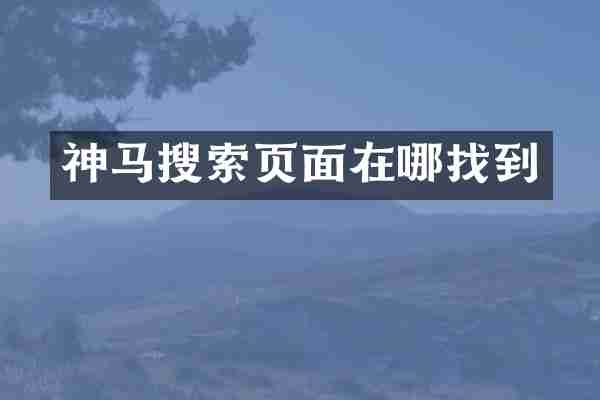 神马搜索页面在哪找到
