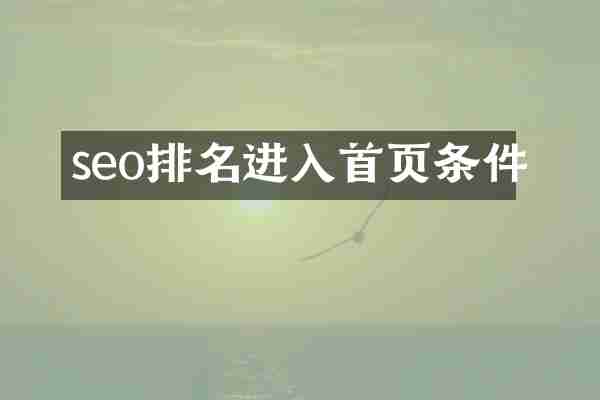 seo排名进入首页条件