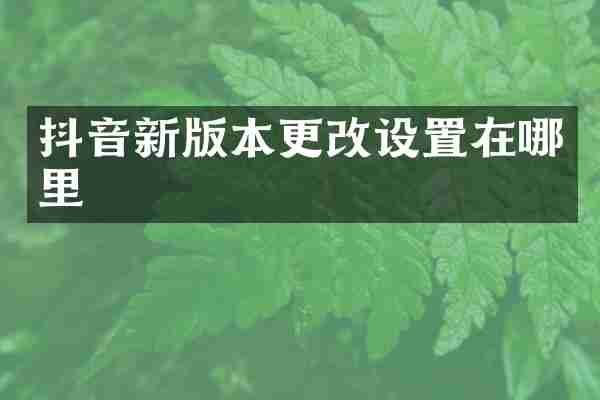 抖音新版本更改设置在哪里