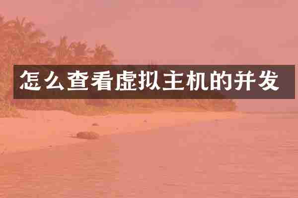 怎么查看虚拟主机的并发