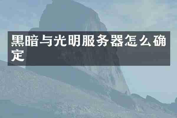 黑暗与光明服务器怎么确定