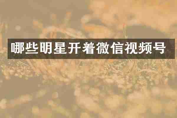 哪些明星开着微信视频号