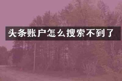 头条账户怎么搜索不到了