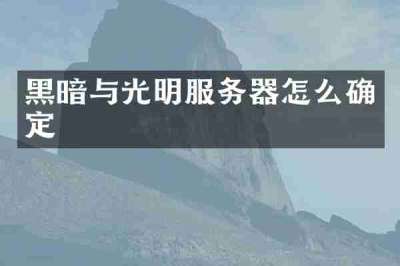 黑暗与光明服务器怎么确定