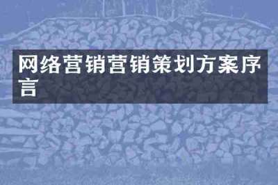 网络营销营销策划方案序言