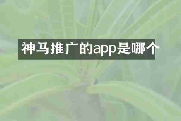 神马推广的app是哪个