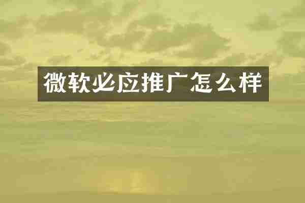 微软必应推广怎么样