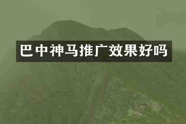 巴中神马推广效果好吗