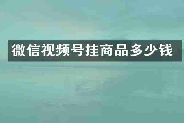微信视频号挂商品多少钱