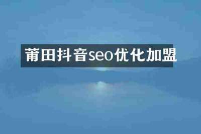 莆田抖音seo优化加盟