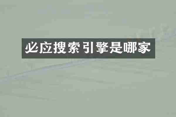 必应搜索引擎是哪家