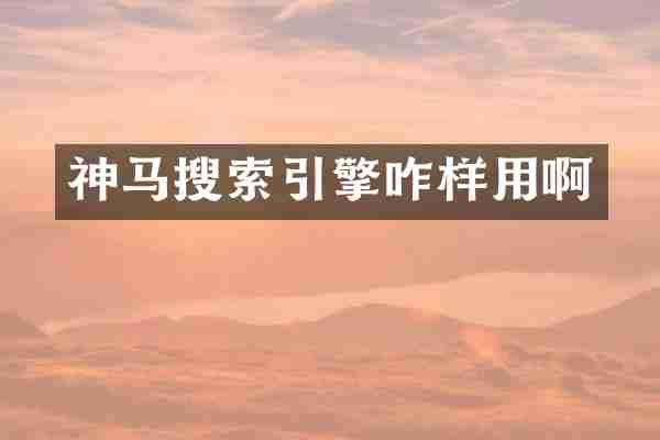 神马搜索引擎咋样用啊