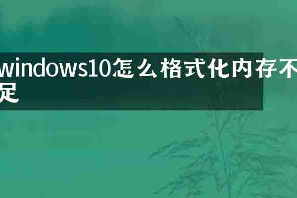 windows10怎么格式化内存不足
