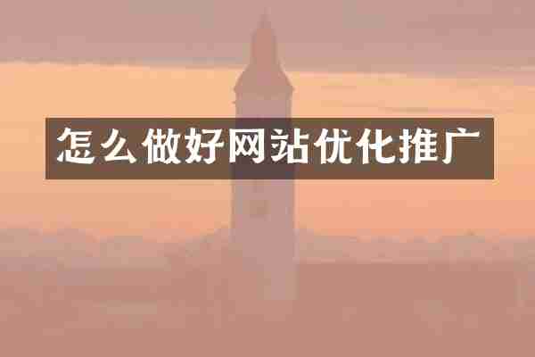 怎么做好网站优化推广