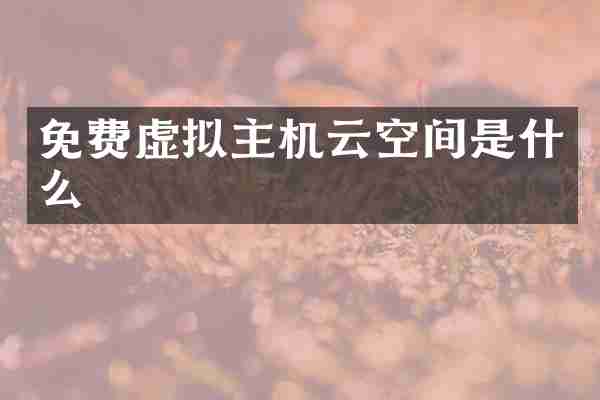 免费虚拟主机云空间是什么