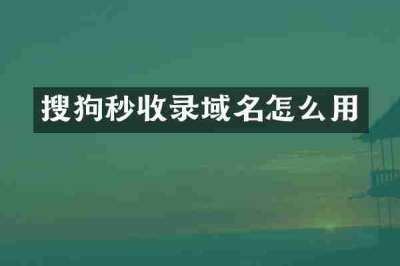 搜狗秒收录域名怎么用