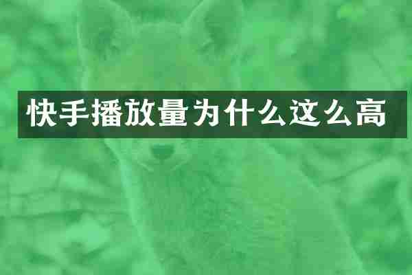 快手播放量为什么这么高