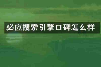 必应搜索引擎口碑怎么样