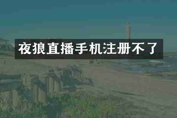 夜狼直播手机注册不了