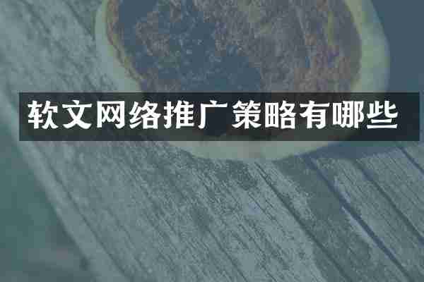 软文网络推广策略有哪些