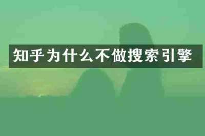 知乎为什么不做搜索引擎