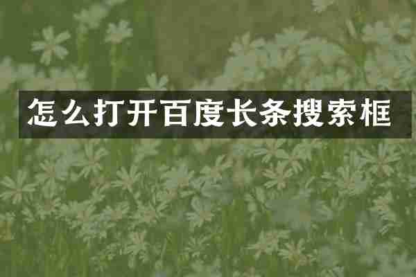 怎么打开百度长条搜索框