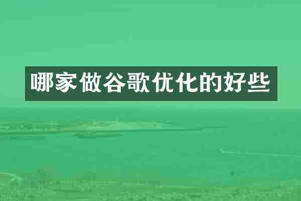 哪家做谷歌优化的好些