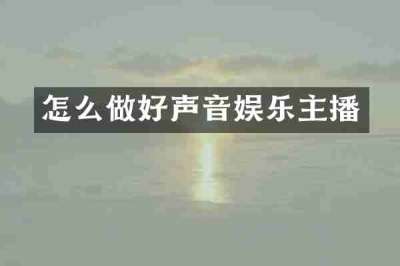 怎么做好声音娱乐主播