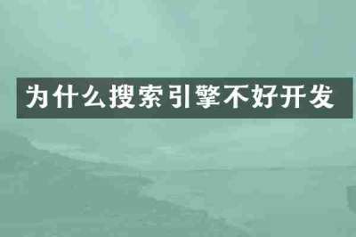 为什么搜索引擎不好开发