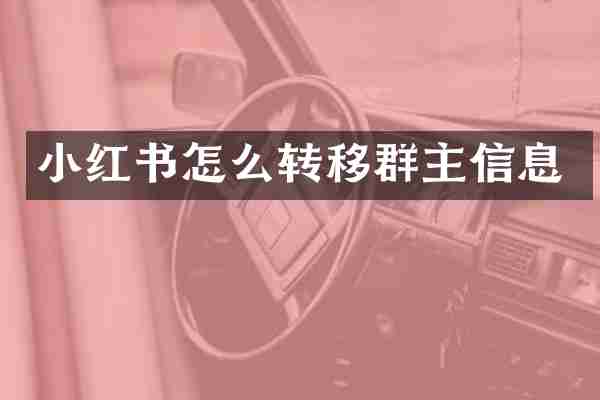 小红书怎么转移群主信息