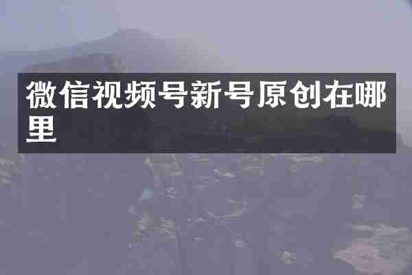 微信视频号新号原创在哪里