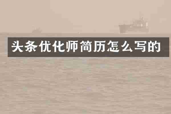 头条优化师简历怎么写的