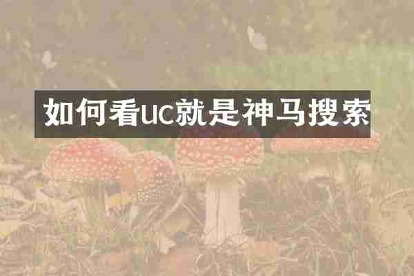 如何看uc就是神马搜索
