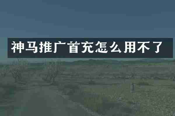 神马推广首充怎么用不了