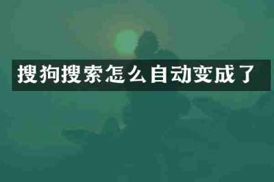 搜狗搜索怎么自动变成了