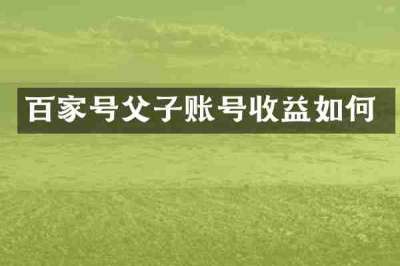 百家号父子账号收益如何