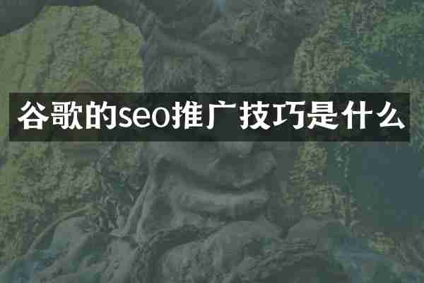 谷歌的seo推广技巧是什么
