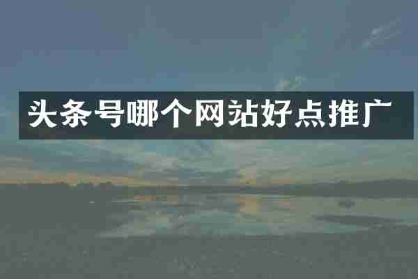 头条号哪个网站好点推广