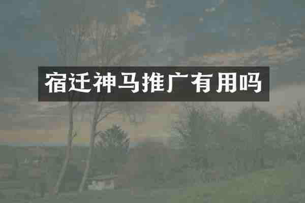 宿迁神马推广有用吗
