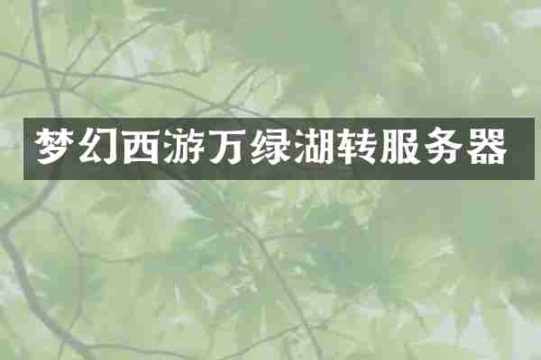 梦幻西游万绿湖转服务器