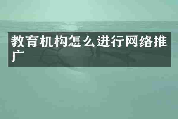 教育机构怎么进行网络推广