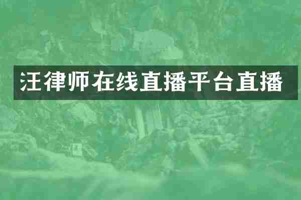汪律师在线直播平台直播