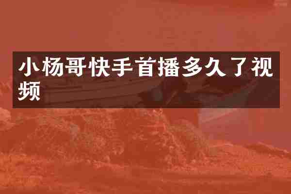 小杨哥快手首播多久了视频