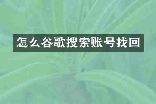 怎么谷歌搜索账号找回