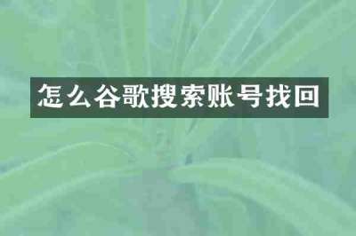 怎么谷歌搜索账号找回