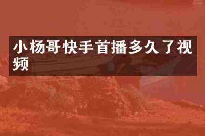 小杨哥快手首播多久了视频
