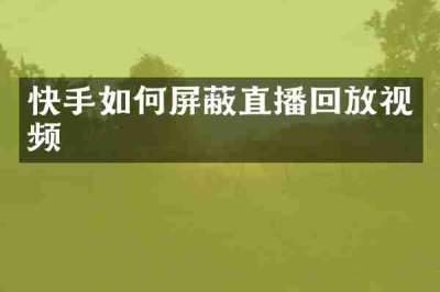 快手如何屏蔽直播回放视频
