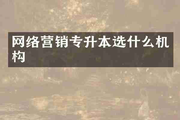 网络营销专升本选什么机构