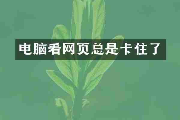 电脑看网页总是卡住了